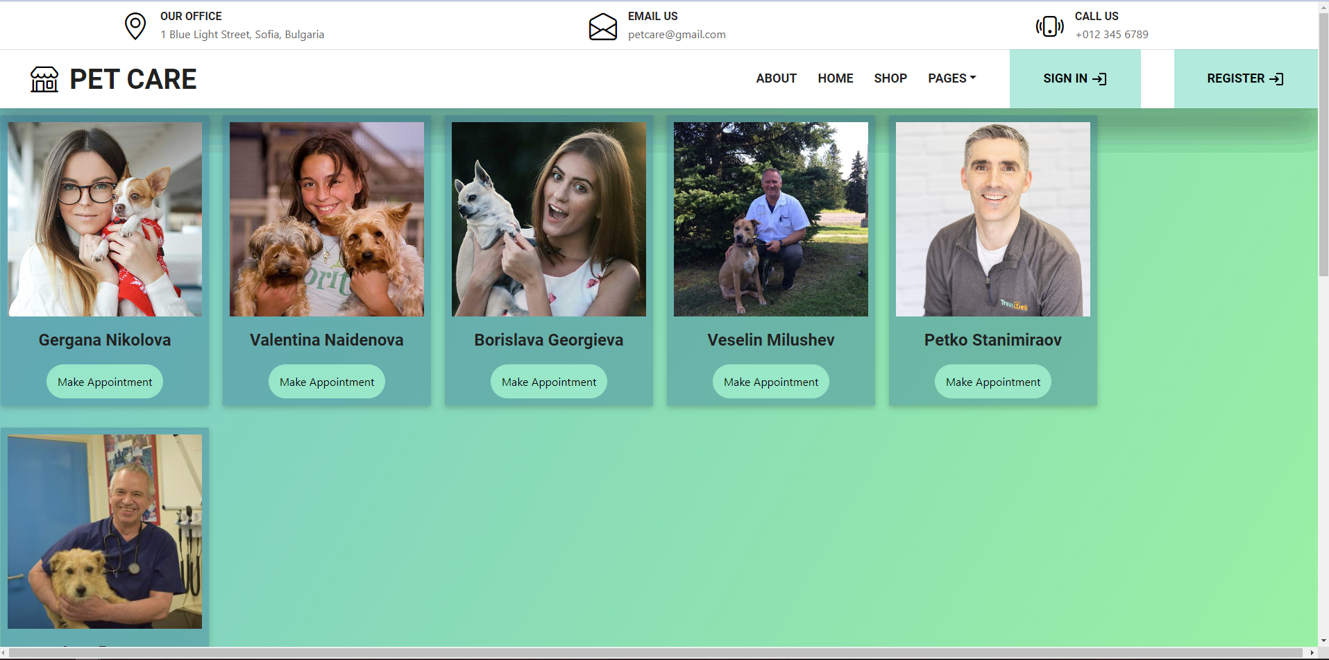 Pet Care Application team